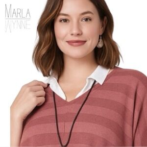 3X Marla Wynne Oversized Slouchy Popover Sweater with Deep V Neck